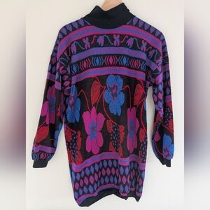 Colorful Floral Knit Sweater